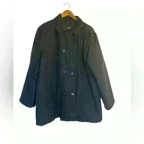 Selene Sport 100% Silk Shell Women’s Double Breasted Collared Coat Jacket XL - Picture 1 of 8